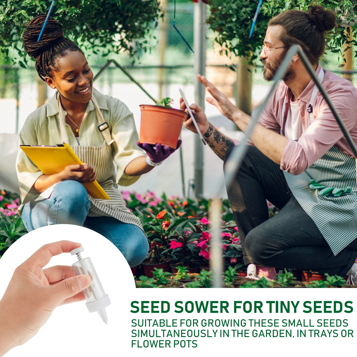Mini Sowing Seed Dispenser Man - Manual Seeder Hand recension och pris
