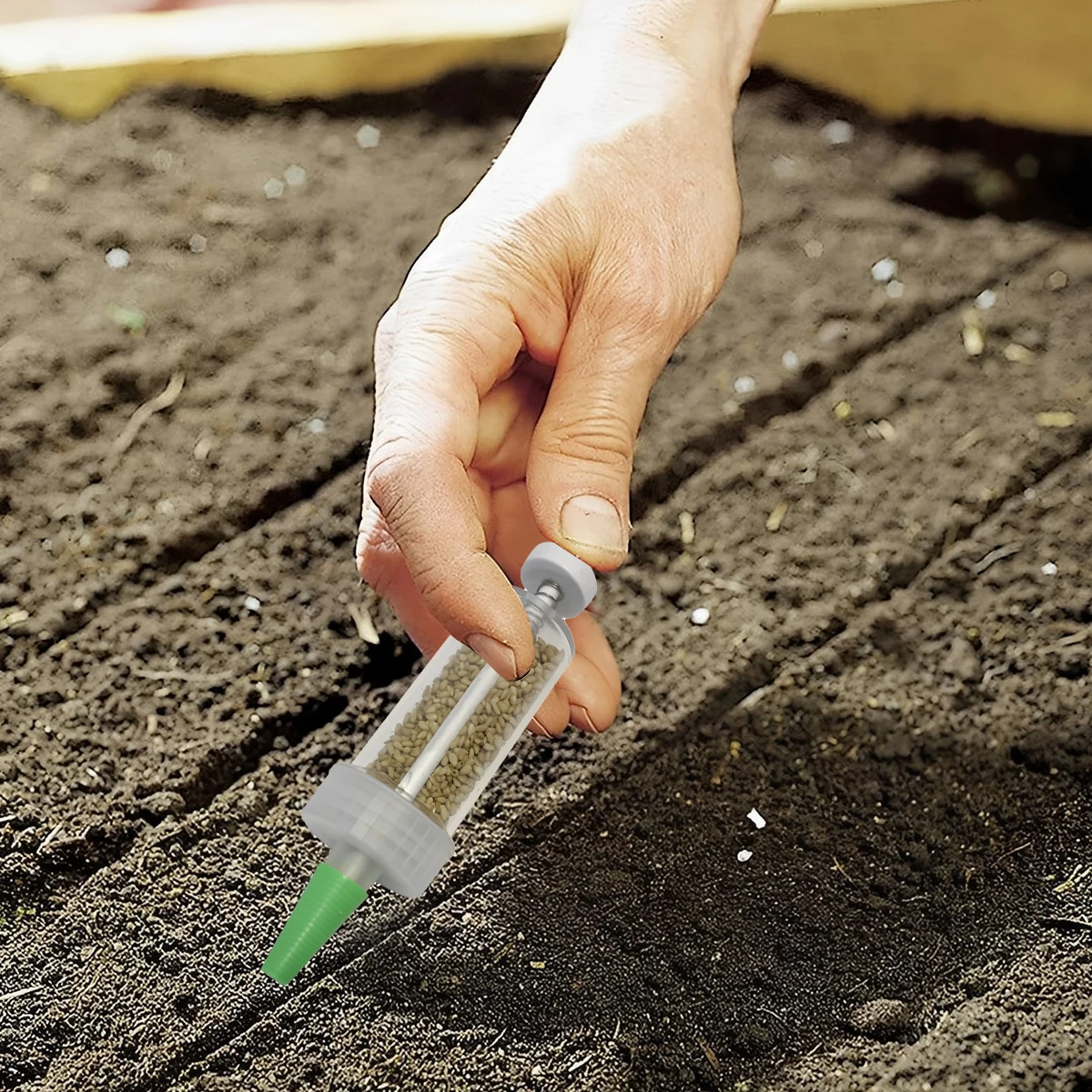 Mini Sowing Seed Dispenser Man - Manual Seeder Hand recension och pris