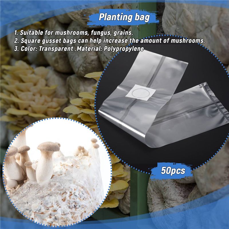 50Pcs 10X20 Inch PVC Mushroom  - Mushroom Spawn Bag recension och pris
