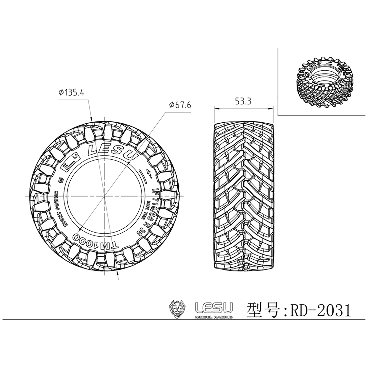 LESU 1/14 135.4MM Front Wheel  - Agriculture Farming Hub recension och pris